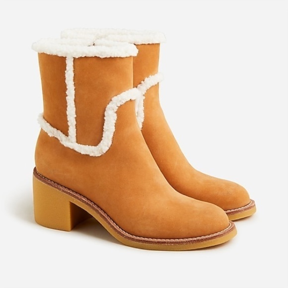 J Crew Sherpa stacked heels in suedeItem BM704 Heeled Boots